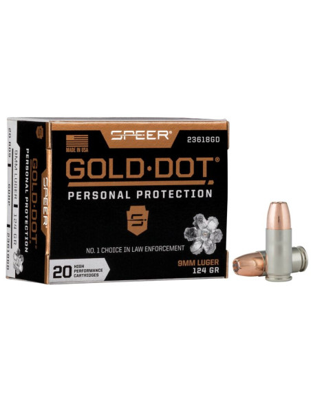 Munición SPEER Gold Dot - 9mm. - 124 grains - GDHP - 23618GD