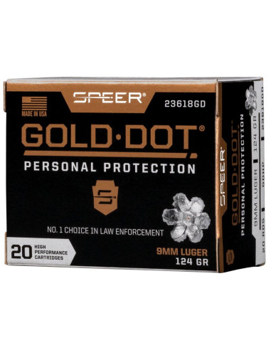 Munición SPEER Gold Dot - 9mm. - 124 grains - GDHP - 23618GD
