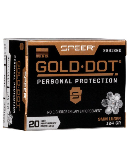 Munición SPEER Gold Dot - 9mm. - 124 grains - GDHP - 23618GD