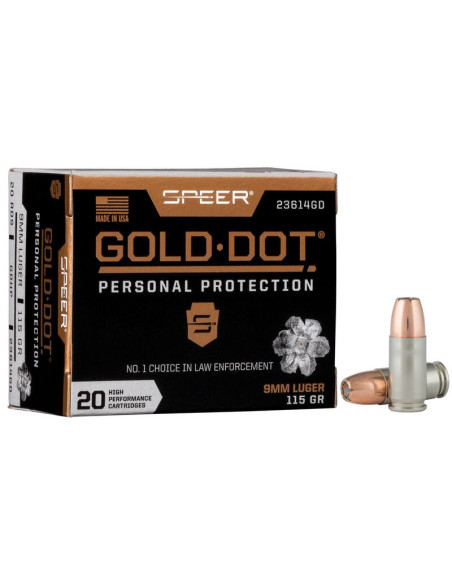 Munición SPEER Gold Dot - 9mm. - 115 grains - GDHP - 23614GD