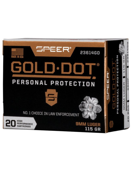 Munición SPEER Gold Dot - 9mm. - 115 grains - GDHP - 23614GD