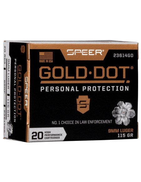 Munición SPEER Gold Dot - 9mm. - 115 grains - GDHP - 23614GD