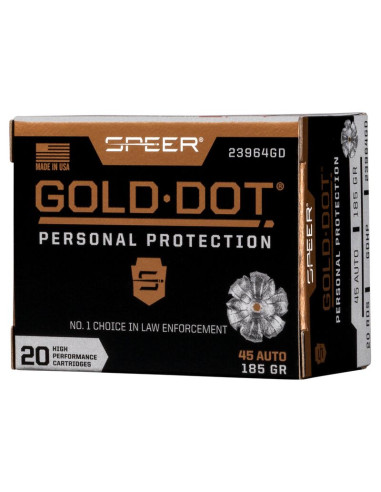 Munición SPEER Gold Dot - 45 ACP - 185 grains - GDHP - 23964GD