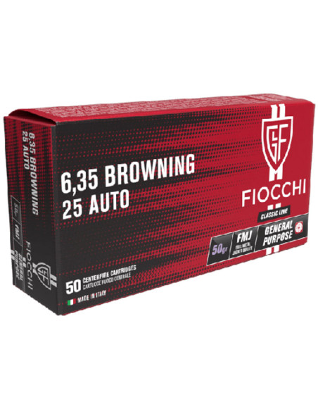 Munición FIOCCHI Classic - 6.35 BROW. - 50 grains - FMJ - 70635000