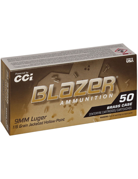 Munición CCI Blazer Brass  - 9mm. - 115 grains - JHP - 5239