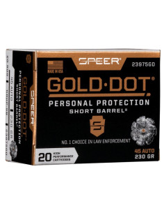 Munición SPEER Gold Dot Short Barrel - 45 ACP - 230 grains - GDHP - 23975GD
