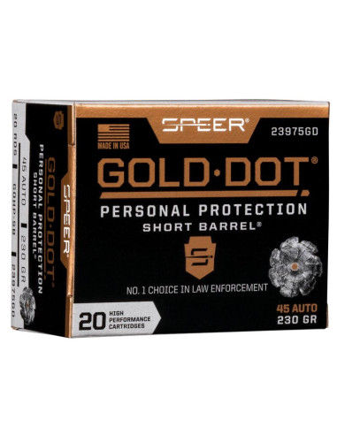 Munición SPEER Gold Dot Short Barrel - 45 ACP - 230 grains - GDHP - 23975GD