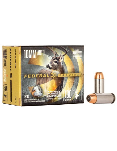 Munición metálica FEDERAL Trophy Bonded Bear Claw - 10mm. Auto - 180 grains - JSP - P10T1