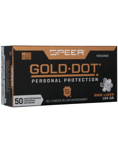 Munición SPEER Gold Dot - 9mm. - 124 grains - GDHP - 53618GD