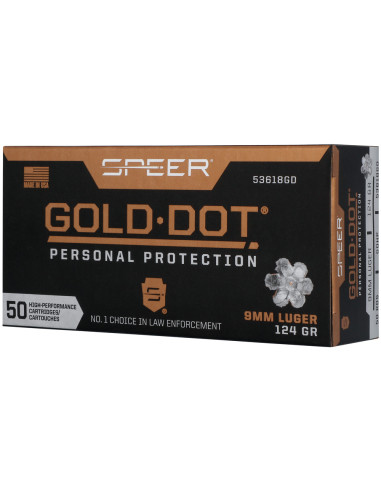 Munición SPEER Gold Dot - 9mm. - 124 grains - GDHP - 53618GD