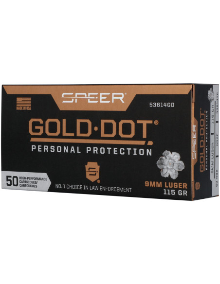 Munición SPEER Gold Dot - 9mm. - 115 grains - GDHP - 53614GD
