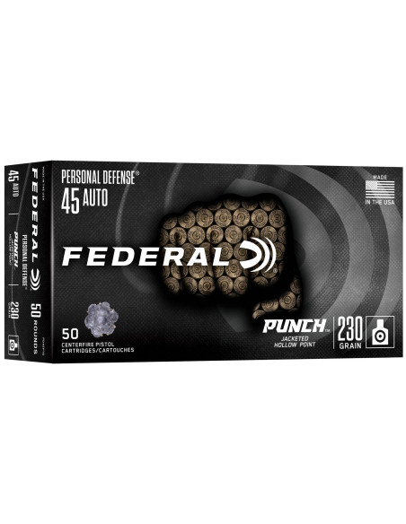 Munición FEDERAL Personal Defense Punch - 45 ACP - 230 grains - JHP - PD45P1G