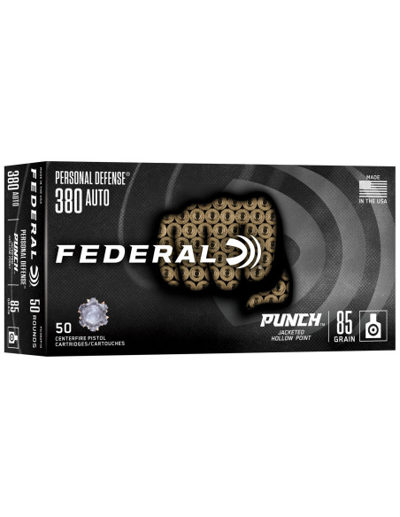 Munición FEDERAL Personal Defense Punch - 9mm. corto - 85 grains - JHP - PD380P1G