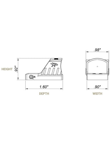 Dimensiones del visor CANiK Mecanik MO1 Micro Reflex Sight 1x22 3 MOA