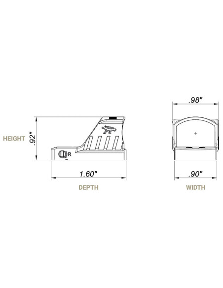 Dimensiones del visor CANiK Mecanik MO1 Micro Reflex Sight 1x22 3 MOA