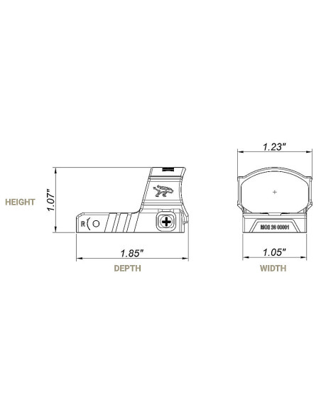 Dimensiones del visor CANiK Mecanik MO2 Versatile Reflex Sight 1x28 3 MOA
