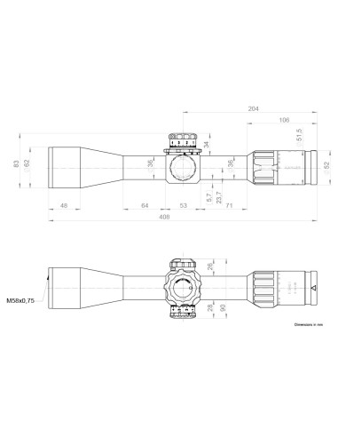 Dimensiones del visor KAHLES K540i REFINED - 5-40x56 CCW SKMR+ w-Right