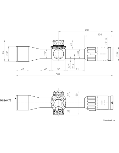 Medidas del visor KAHLES K328i REFINED