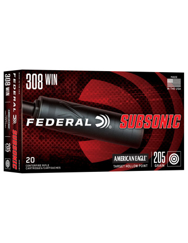Munición metálica FEDERAL Subsonic American Eagle - 308 Win. - 205 grains - 308SUB1