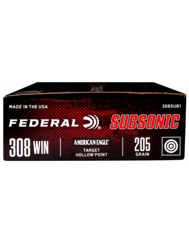 Munición metálica FEDERAL Subsonic American Eagle - 308 Win. - 205 grains - 308SUB1