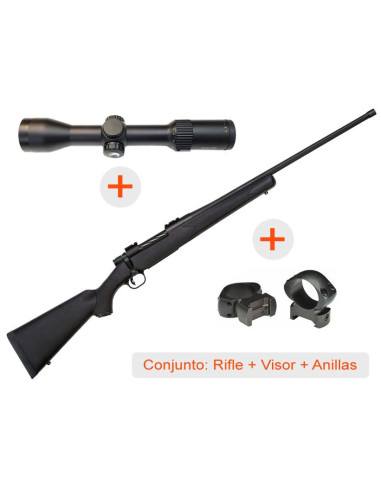 Rifle de cerrojo MOSSBERG Patriot Synthetic c/r - 338 Win. Mag. + Visor AVISTAR 1,5-6x42 R.I. + Anillas WEAVER Grand Slam