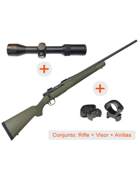 Rifle de cerrojo MOSSBERG Patriot Synthetic OD - 6.5 Creedmoor + Visor AVISTAR 1,5-6x42 R.I. + Anillas WEAVER Grand Slam