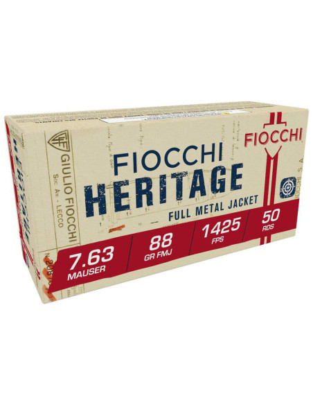 Munición FIOCCHI Heritage - 7.63 Mauser - 88 grains - FMJ - 70763000
