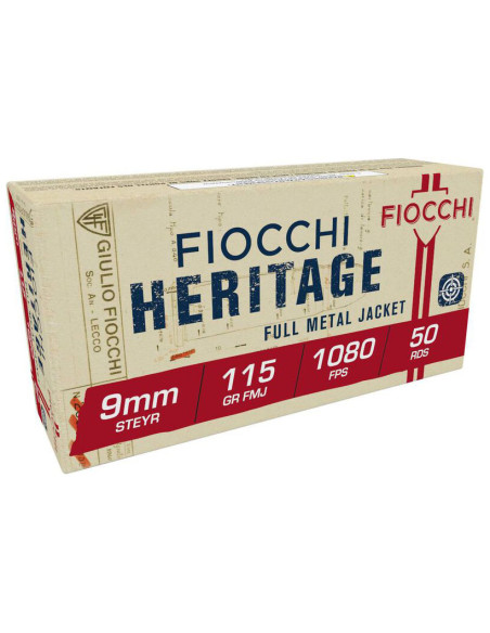 Munición FIOCCHI Heritage - 9mm. STEYR - 115 grains - FMJ - 70905000