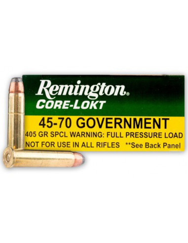 Munición metálica REMINGTON CORE-LOKT - 45-70 Govt - 405 grains (Full Pressure) - 21459