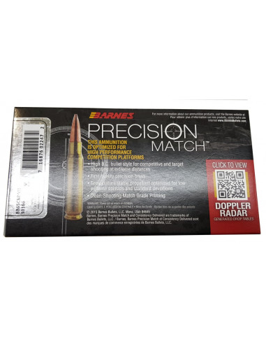 Munición metálica BARNES PRECISION MATCH - 6.5 Creedmoor - 140 grains - 30166