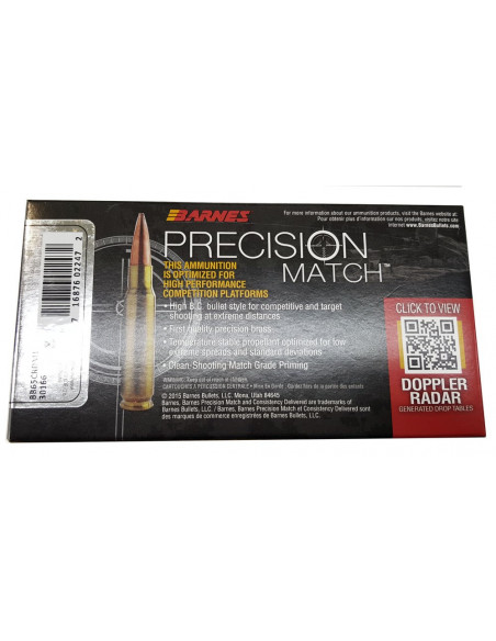 Munición metálica BARNES PRECISION MATCH - 6.5 Creedmoor - 140 grains - 30166