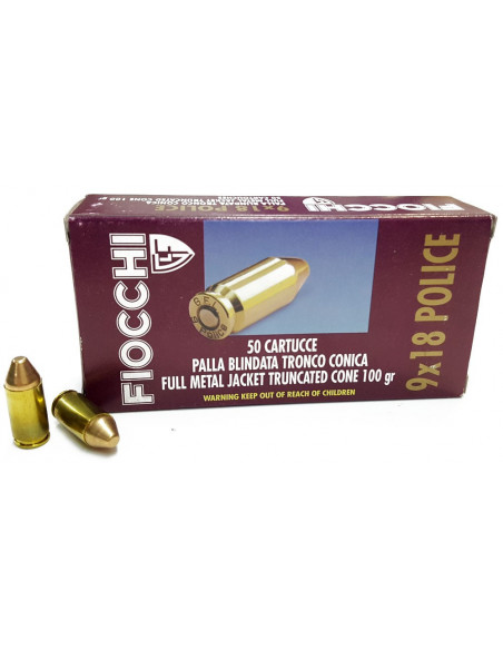 Munición FIOCCHI - 9x18mm. Police - 100 grains - FMJTC - 70 9000