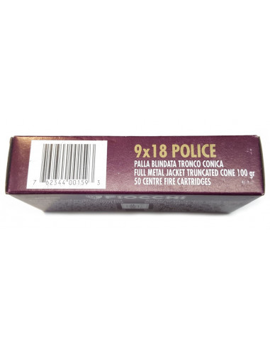 Munición FIOCCHI - 9x18mm. Police - 100 grains - FMJTC - 70 9000