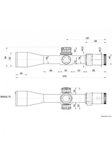 Medidas del visor KAHLES K525i - 5-25x56 CCW SKMR4 - 10672
