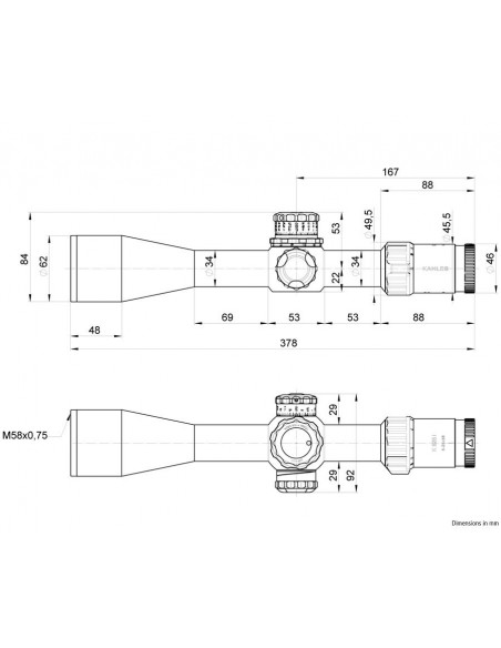 Medidas del visor KAHLES K525i - 5-25x56 CCW SKMR4 - 10672