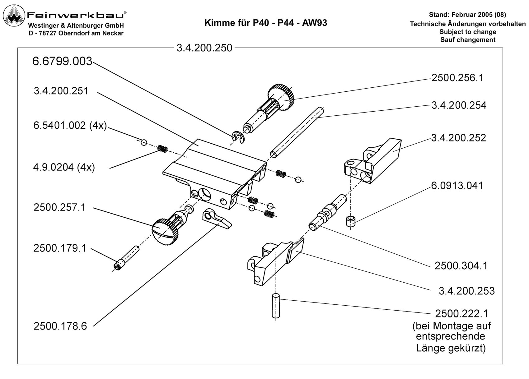 Feinwerkbau P40 / P44 - chapilla alza