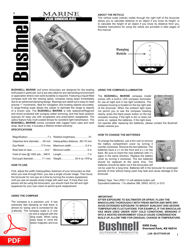Bushnell Marine Compas 7x50 Roof