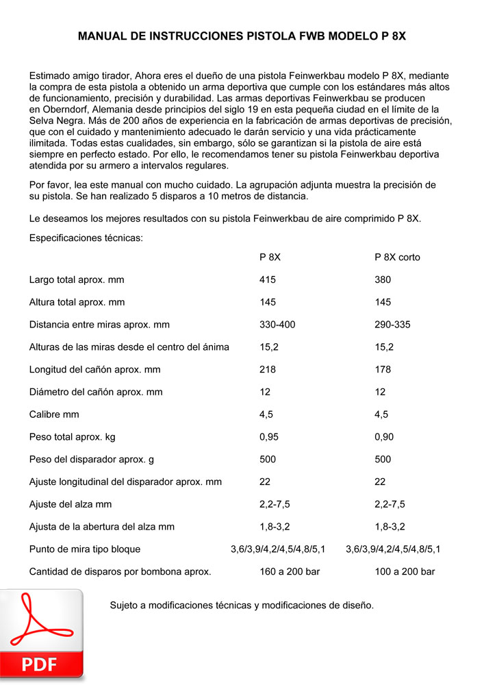 Feinwerkbau P8X (español)